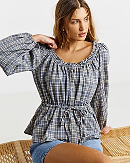 Cinch Square Neck Prairie Blouse