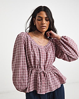 Simply Be Cinch Waist Prairie Blouse