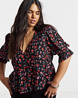 Shirred Sleeve Tea Blouse