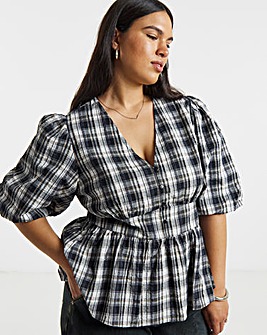 Brushed Cotton Puff Sleeve Tea Blouse