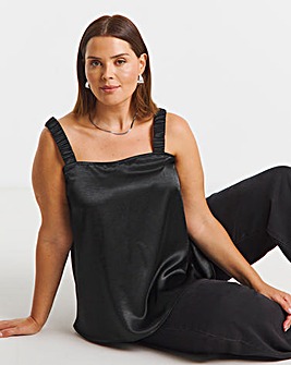 Satin Square Neck Ruched Cami
