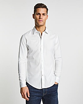 BOSS Smart Long Sleeve Whtie Logo Cotton Shirt
