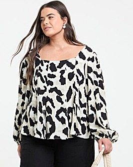 Leopard Button Down Tea Blouse