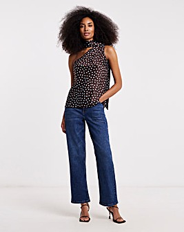 Chocolate Spot Satin Scarf Neck Top