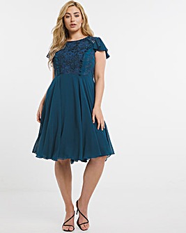 Chi Chi London Lace Top Skater Dress