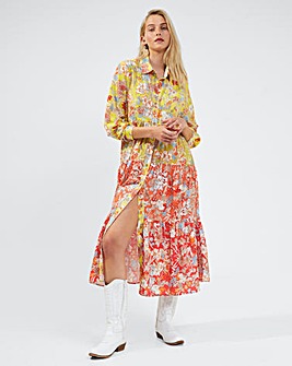 French Connection Blossom Courtney Tiered Button Front Dress