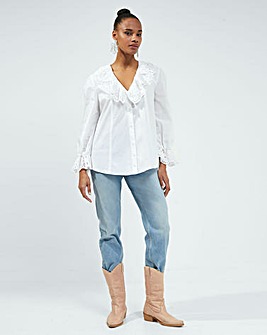 French Connection Ena Organic Rhodes Ruffle Blouse