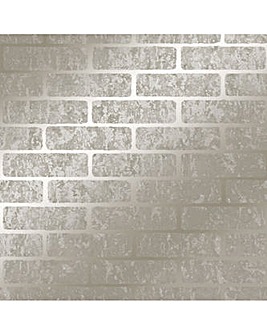 Superfresco Taupe/Gold Milan Metallic Brick Wallpaper