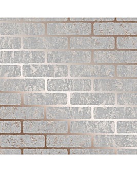 Superfresco Grey/Rose Gold Milan Metallic Brick Wallpaper