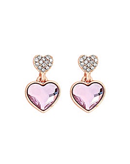Jon Richard Light Rose Heart Drop Earrings embellished with Swarovski Crystals