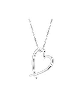 Simply Silver Sterling Silver 925 Open Heart Pendant Necklace