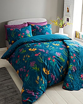 Ingrid Teal Reversible Duvet Cover Set