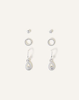 Accessorize Crystal Earrings Set of 3