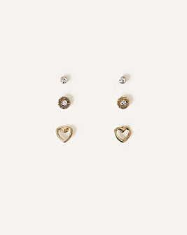 Accessorize Heart Earrings Set of 3