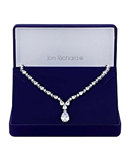 Cubic Zirconia Crystal Graduated Pear Y Drop Necklace