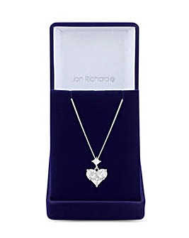 Jon Richard Rhodium Plated Cubic Zirconia Heart Pendant Necklace - Gift Boxed