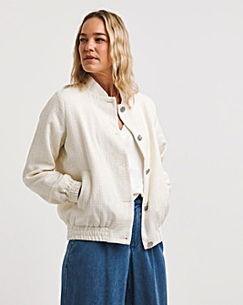 Cream Boucle Bomber Jacket