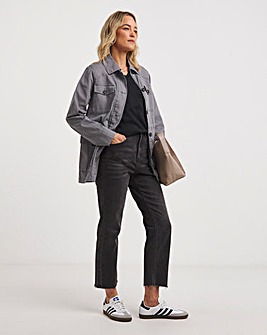 Washed Grey Stretch Utility Jacket