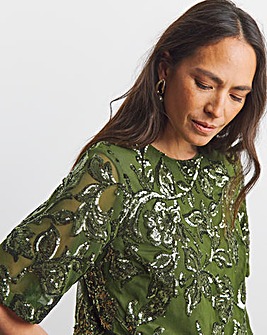 Joanna Hope Floral Sequin Top