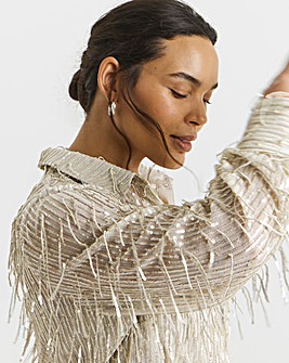 Joanna Hope Sequin Tassle Shirt