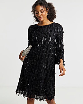 Joanna Hope Sequin Tassle Shift Dress