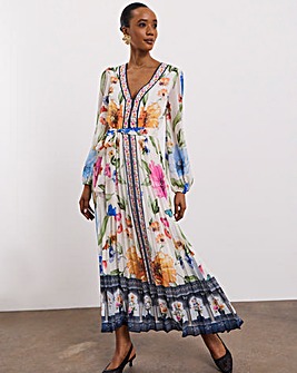 Joanna Hope Pleated Floral Maxi Dress