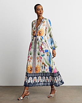 Joanna Hope Pleated Floral Maxi Dress
