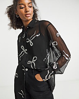 Joanna Hope Printed Crinkle Shirt