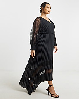 Joanna Hope Pleated Dress With Lace Detail