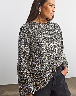 Joanna Hope Long Sleeve Beaded Top