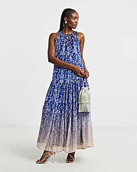 Joanna Hope Printed Halter Neck Dress With Metallic Thread