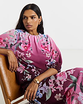 Joanna Hope Bubble Hem Floral Blouse