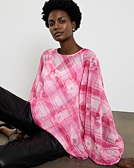 Joanna Hope Check Pleated Blouse