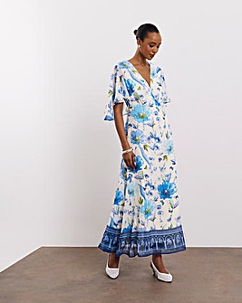 Joanna Hope Cape Sleeve Printed Tea Dress