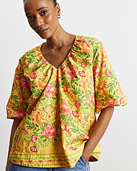Joanna Hope Cotton Poplin Blouse