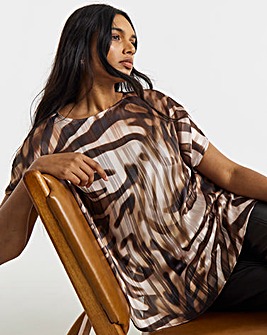 Joanna Hope Animal Print Asymetric Blouse