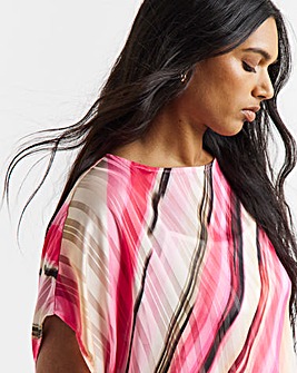 Joanna Hope Pink Stripe Asymetric Blouse