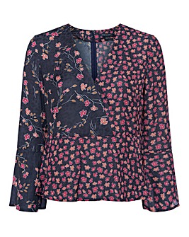 French Connection Floral Drape Top