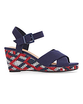 Crossover Wedge Sandals Wide E Fit
