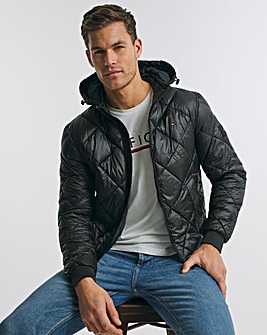 Tommy Hilfiger Black Diamond Quilted Hooded Jacket
