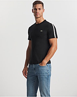 Lacoste Black Short Sleeve Taped Logo T-Shirt