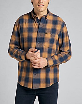 Lee Long Sleeve Tobacco Brown Flannel Check Shirt