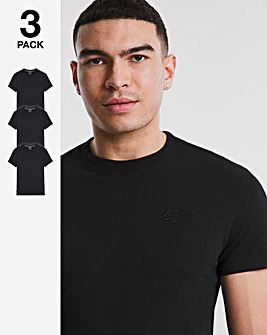 Superdry Black Vintage Label 3 Pack T-Shirts