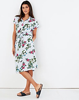 Joules Linen Blend Botanical Print Dress