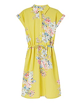 Joules Linen Blend Floral Print Dress