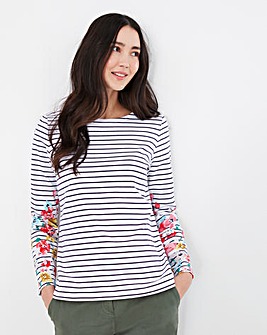 Joules Harbour Stripe Sleeve Floral Top