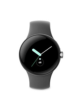 Google Pixel Smart Watch - Polished Silver Case / Charcoal Active Band