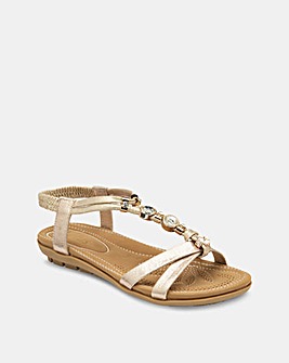 Lotus Bettina Flat Sandals With Gems