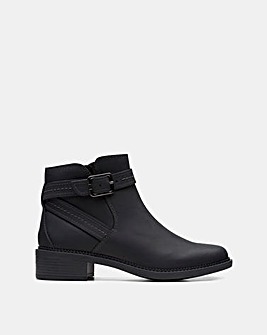 Clarks Maye Leather Ankle Boot With Buckle Detail Standard Fit