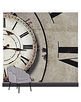 Art for the Home Timekeeper Vintage Taupe Clock Mural